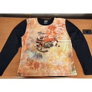 Harley-Davidson Womens long sleeved Shirt. Has New 66 Hot Sprint And Swinging eo